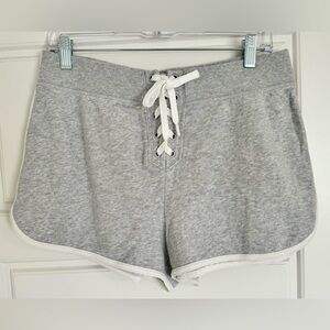 NWT Aerie Gray & White Lace Up Casual Lounge Sweat Shorts Summer Size M‎